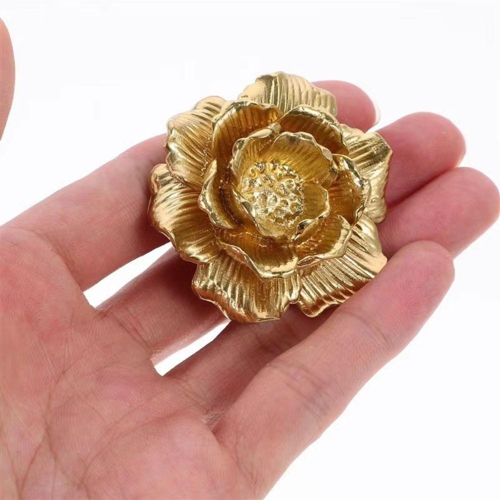 Brass Vintage Flower Pull Handle Camellia Flower Floral Shaped Knobs  Wardrobe Handles