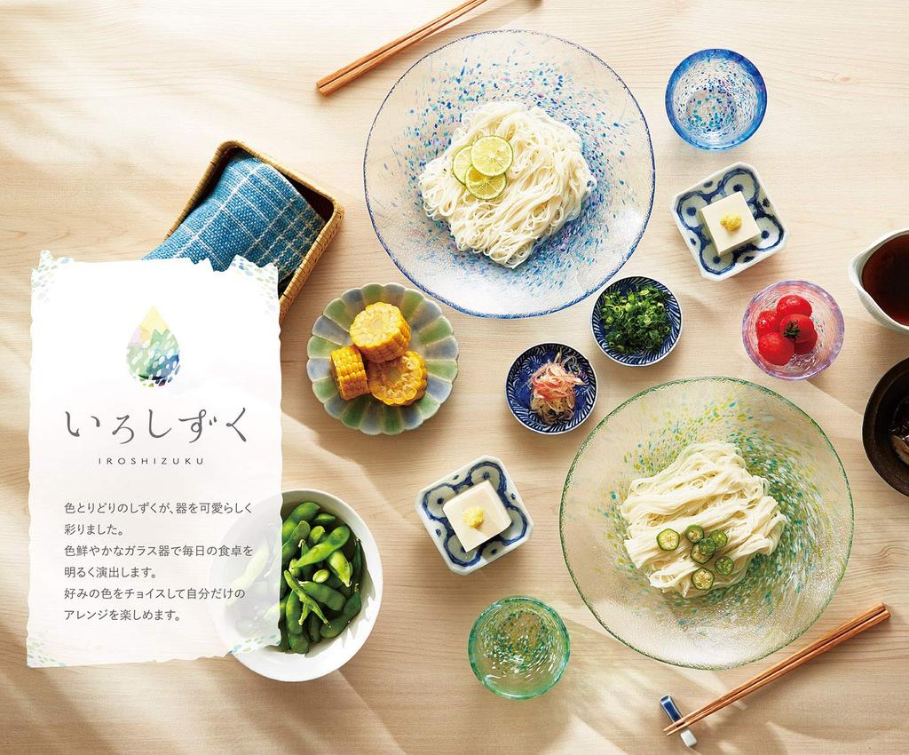 Toyo Sasaki Glass Тарелка для лапши Iro Shizuku, Синяя, Сделано в Японии, Большая тарелка для лапши, Круглая тарелка, Стеклянная тарелка, Посуда, WA323