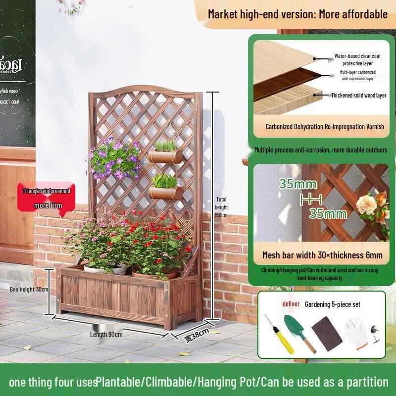 JINGGENG Outdoor Garden Trellis & Planter Box