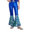 Girls Disco Costume Patchwork Printed Pants Shiny Metallic Elastic Waistbell Bottom Design Role Playing Parties
