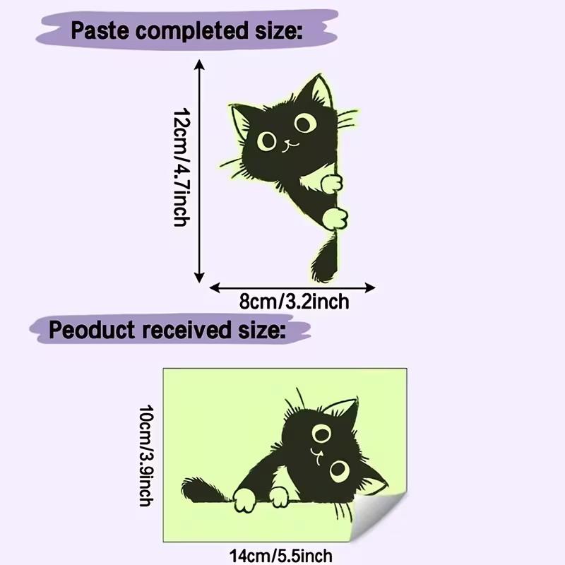 Luminous Peel & Stick Cat Wall Decals Self-Adhesive Glowing Stickers for Playroom Bedroom Home Wall Decoration