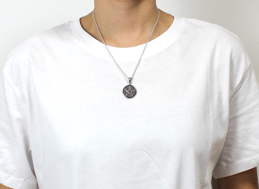 Pentagram Tetragrammaton Star Star Pendant Pendant Top Silver