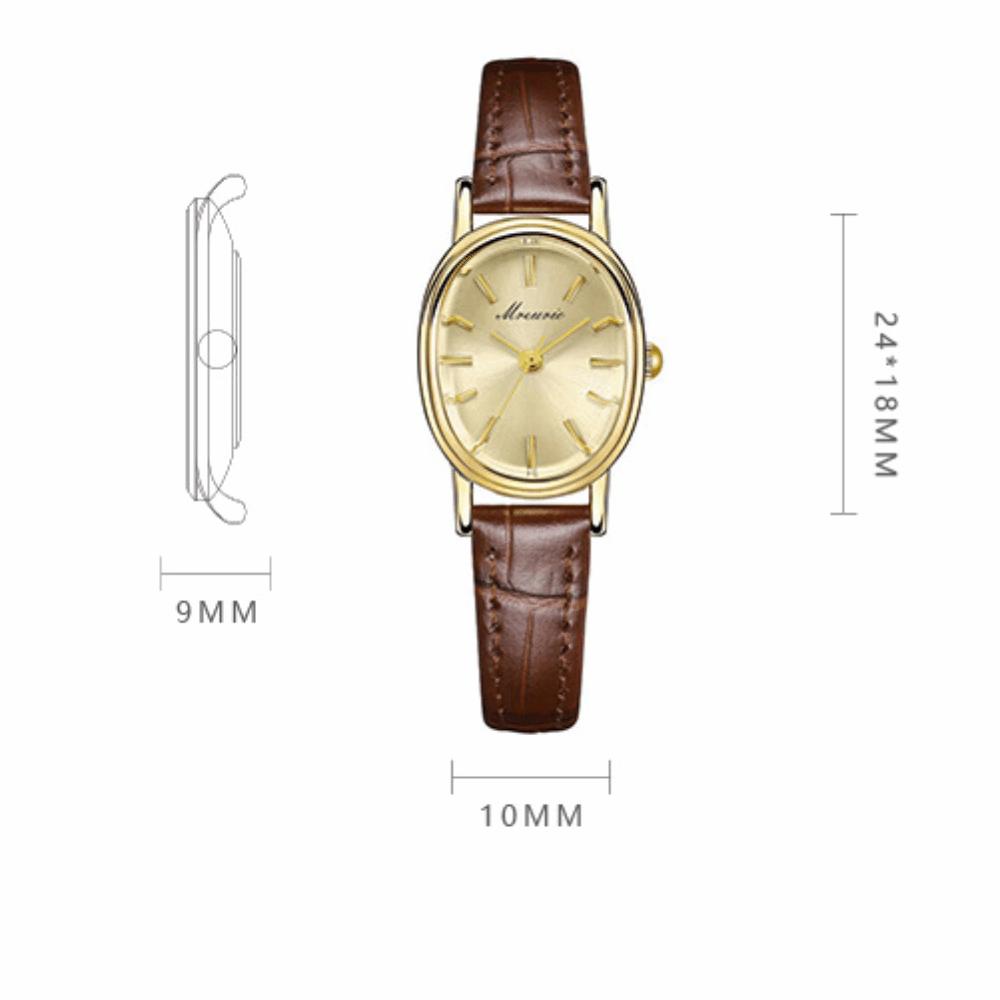 Alloy Oval Quartz Wristwatch Faux Leather Luxury Women Watch Elegant Women Timepiece Gift