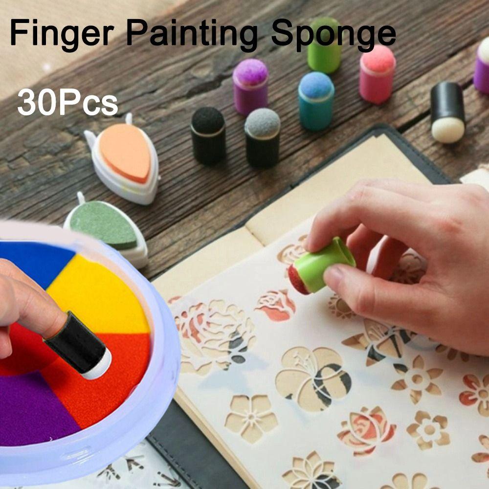 30pcs DIY Dauber Sponge Inking Staining Painting Finger Cot Finger Painting Sponge  Art Supply