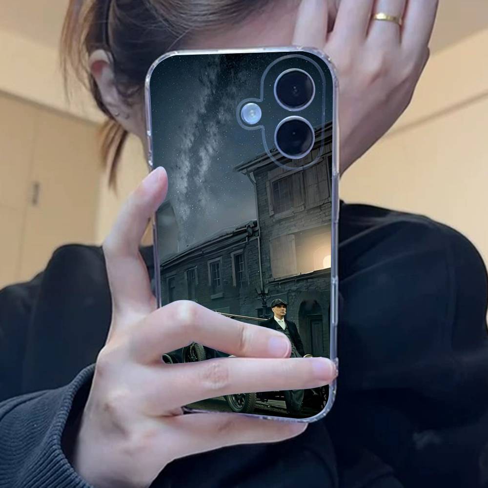 Movie P-Peaky B-Blinders Transparent Phone Case For iPhone 17 16 15 11 12 13 14 Pro Max Mini Soft TPU Silicone Plus
