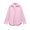 Spring and Summer Women's Clothing Asymmetric Hem Cotton Blend Long Sleeves Lapel Casual Oxford Shirt 8741049
