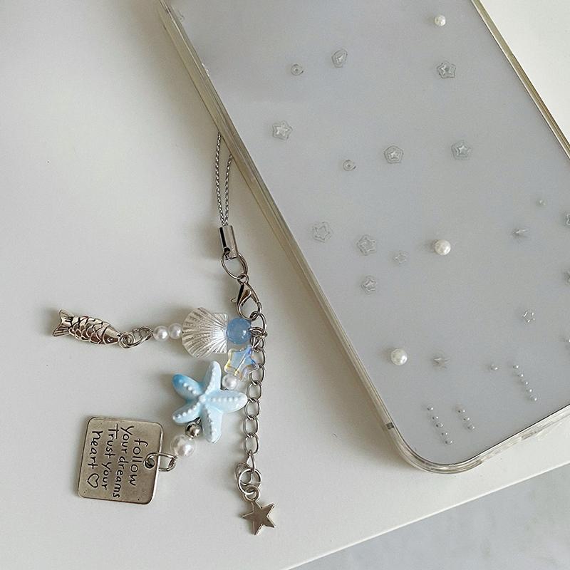 Летняя цепочка для телефона в виде морской звезды Y2K Сладкий бисерный ремешок для мобильного телефона Брелок Девчачий милый Ins Подвеска-шарм для телефона