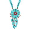 Ожерелье ручной работы в этническом стиле с бирюзовым цветком, женское средней длины, с темпераментом, персонализированная цепочка для свитера, кулон с бахромой и украшениями