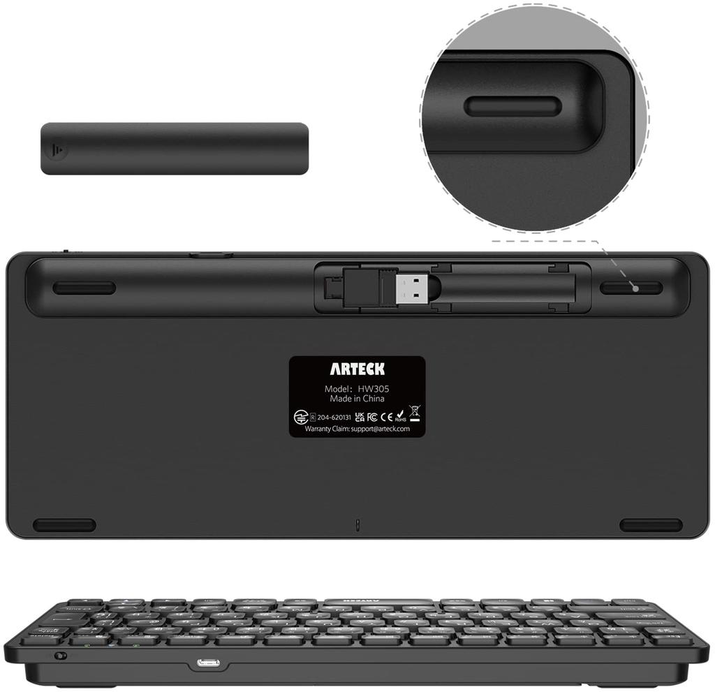 Arteck 2.4G Wireless Keyboard, Lightweight, Full-Size, Media Functions, Hotkeys, Compatible with Computers, Desktops, PCs, Laptops, Surfaces, Smart