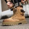 Модные мужские ботинки из натуральной кожи Ретро и высококачественные стили Офис и Бизнес Уличная мода Обувь на толстой подошве Новые