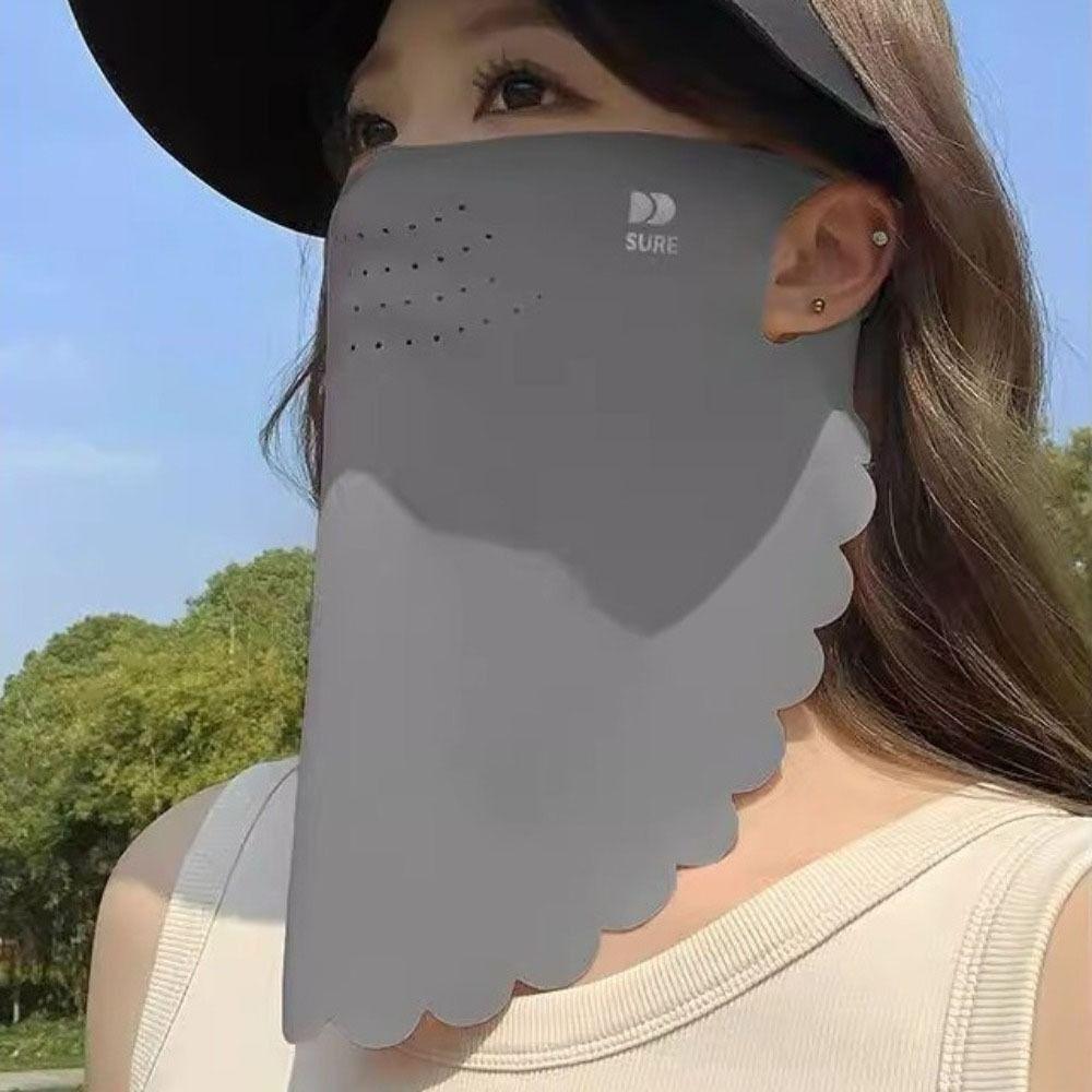Summer Face Scarves Sunscreen Mask Solid Color Sunscreen Face Scarf Elastic Neck Wrap Cover Women