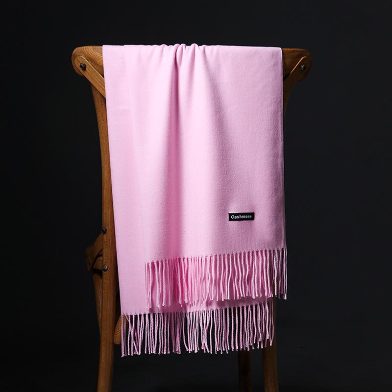 Spring And Autumn Winter New Scarf Women'S Tassel Imitation Cashmere Versatile Solid Color Scarf Dual Purpose Student Long Style Thickened