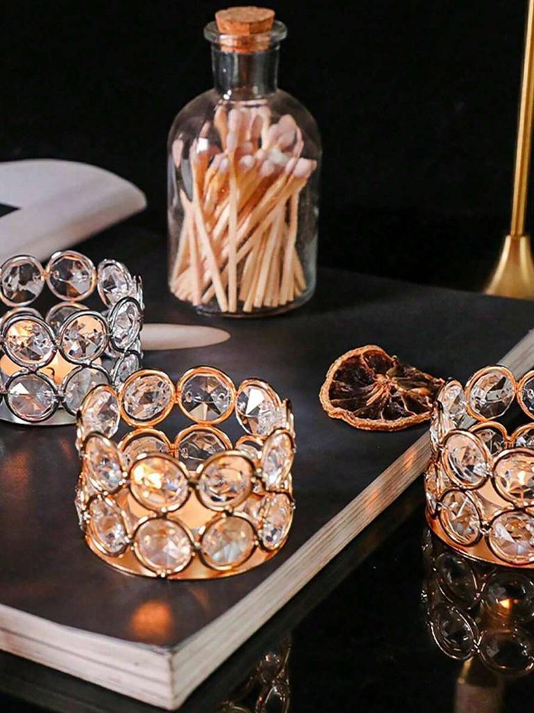 Хрустальные подсвечники для чайных свечей, фонарики, подсвечники для Дня святого Валентина, свадебные подсвечники из золота и серебра, обеденный стол, домашний