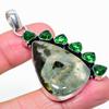 Natural Prehnite, Diopside Gemstone 925 Sterling Silver Pendant 2.36" F4f79