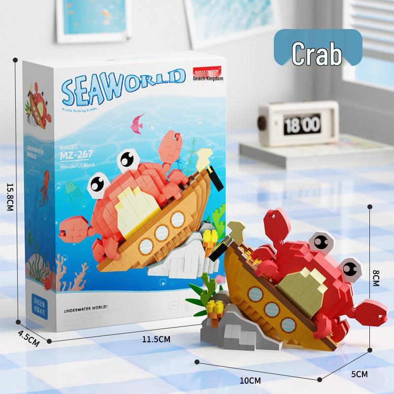 Совместимо с Lechaochao Lechuang Shark Model Marine Life Building Blocks Toy для детей