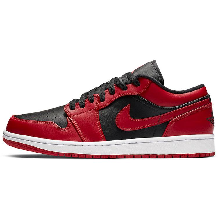 Air Jordan 1 Low 'Reverse Bred' (Unisex) Black / Black / Gym Red Vintage Basketball Shoes 553558 606