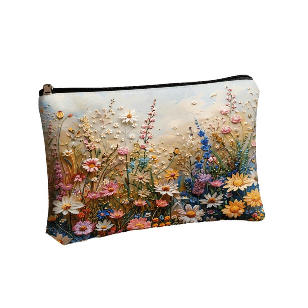 Double-sided Printed Toiletries Organizer Floral Cosmetics Storage Bag Outdoor Use