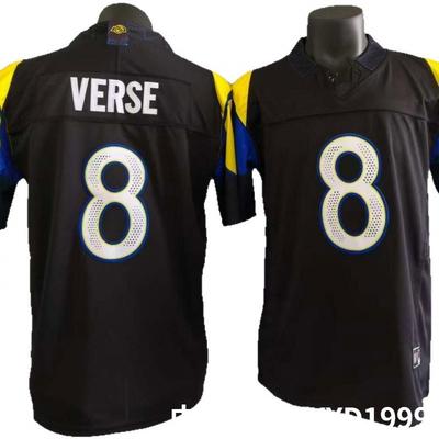 Mens American Football Jersey Rams 8 Black Embroidered Third Gen 2025 Style Rugby Sport Uniform
