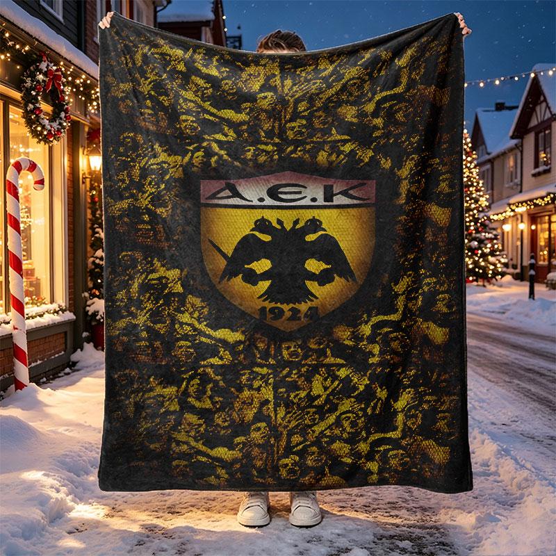 AEK Athens FC Pattern Blanket for Home Decoration, Bed, Sofa, Car Travel, Camping, Suitable for All Seasons, Birthday Christmas Gift