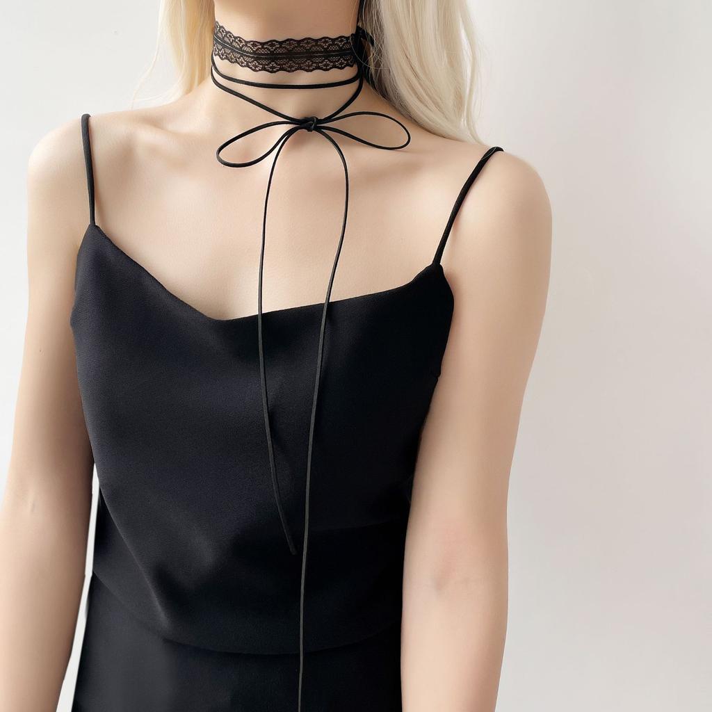 New Lace Layered Necklace Thin Ribbon Silk Scarf Women'S Simulated Silk Long Strip High-End Waist Belt Handmade DIY Ribbon
