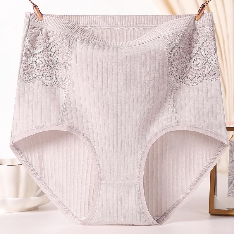 Women Panties High Waist Solid Color Soft Breathable Plus Size Lady Underpants Briefs Underwear