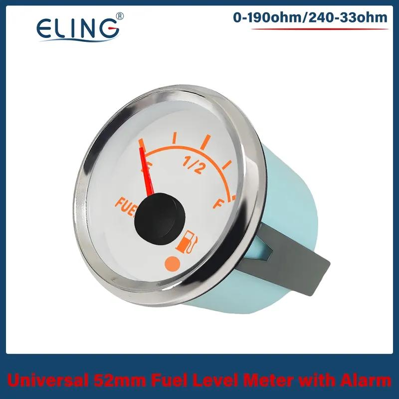 ELING Universal 52mm Fuel Level Gauge Meter 0-190ohm 240-33ohm with 8 Colors Backlight and Alarm for Car Boat 12V 24V