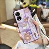 Protective Wrist Strap Phone Case For TCL 505/T509K/T5094 Durable Lanyard Wristband Cute Back Cover Cartoon Silicone