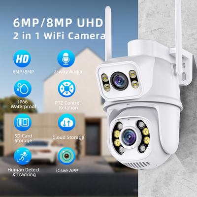 Камеры видеонаблюдения Wi-Fi 8MP Dual Lens Security Protect CCTV Camera Outdoor Human Detection Wireless PTZ IP Camera ICSee Lenovo