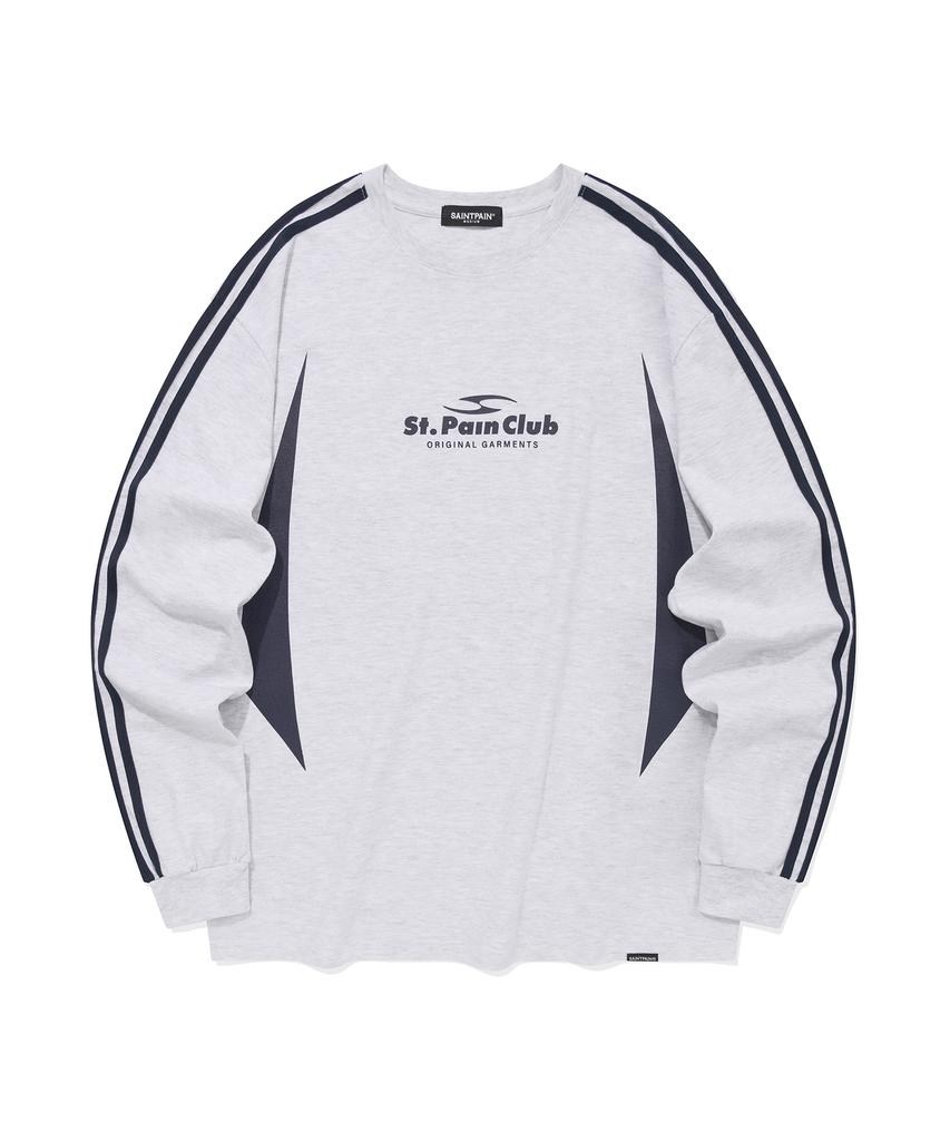 SAINTPAIN Футболка с длинным рукавом Line Circle Emblem - Пепельный меланж