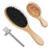 LESNIC Pig Bristle Hair Popular Bamboo Mini Paddle Tangle Scalp Massage Boar Bristle Hair No Shiny Improves Hair Quality Brush, Women's, Comb, Brush,