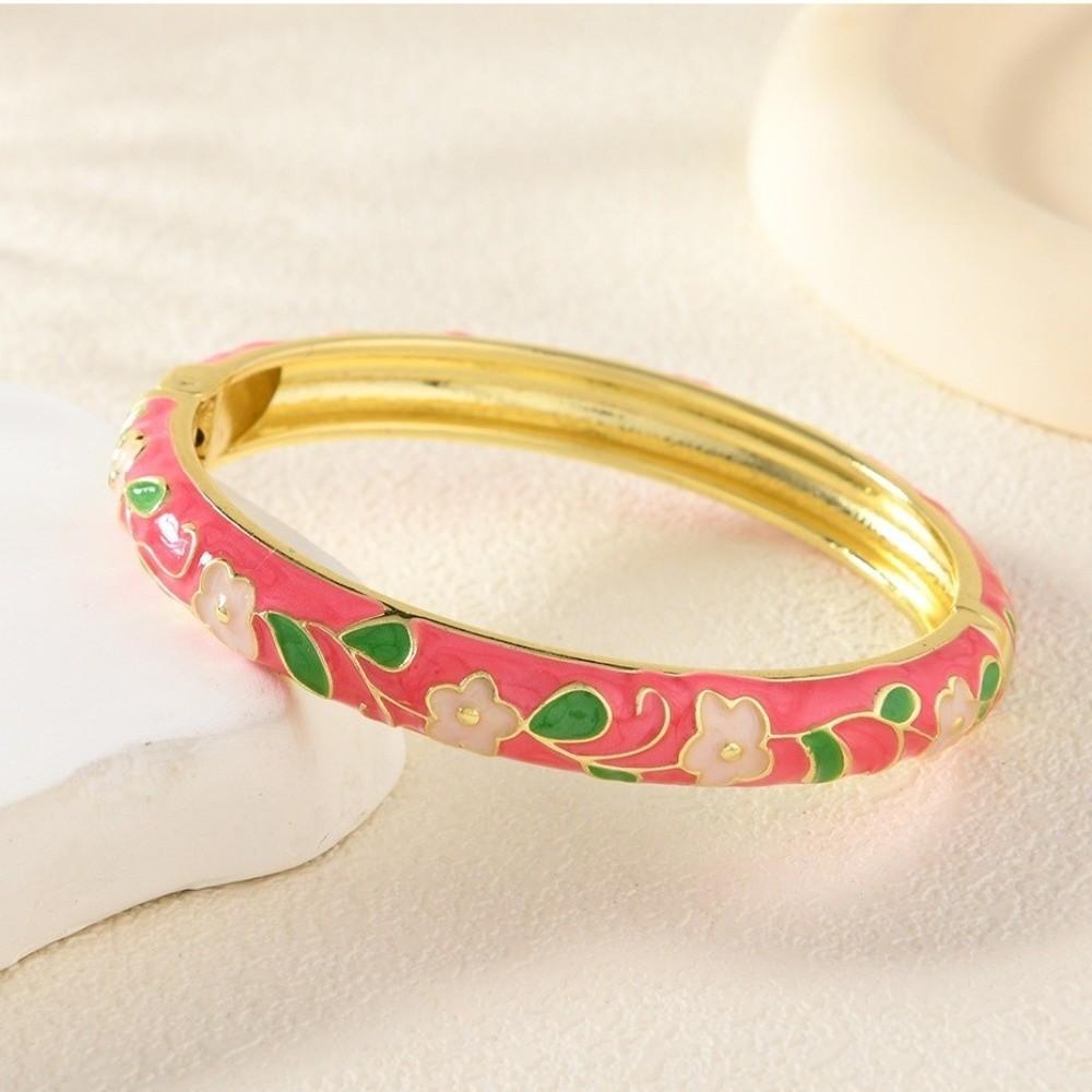 Zinc Zinc Zinc Alloy Enamel Bracelet Floral Motifs Flower Texture Bracelet Dropped Glaze Bracelet African