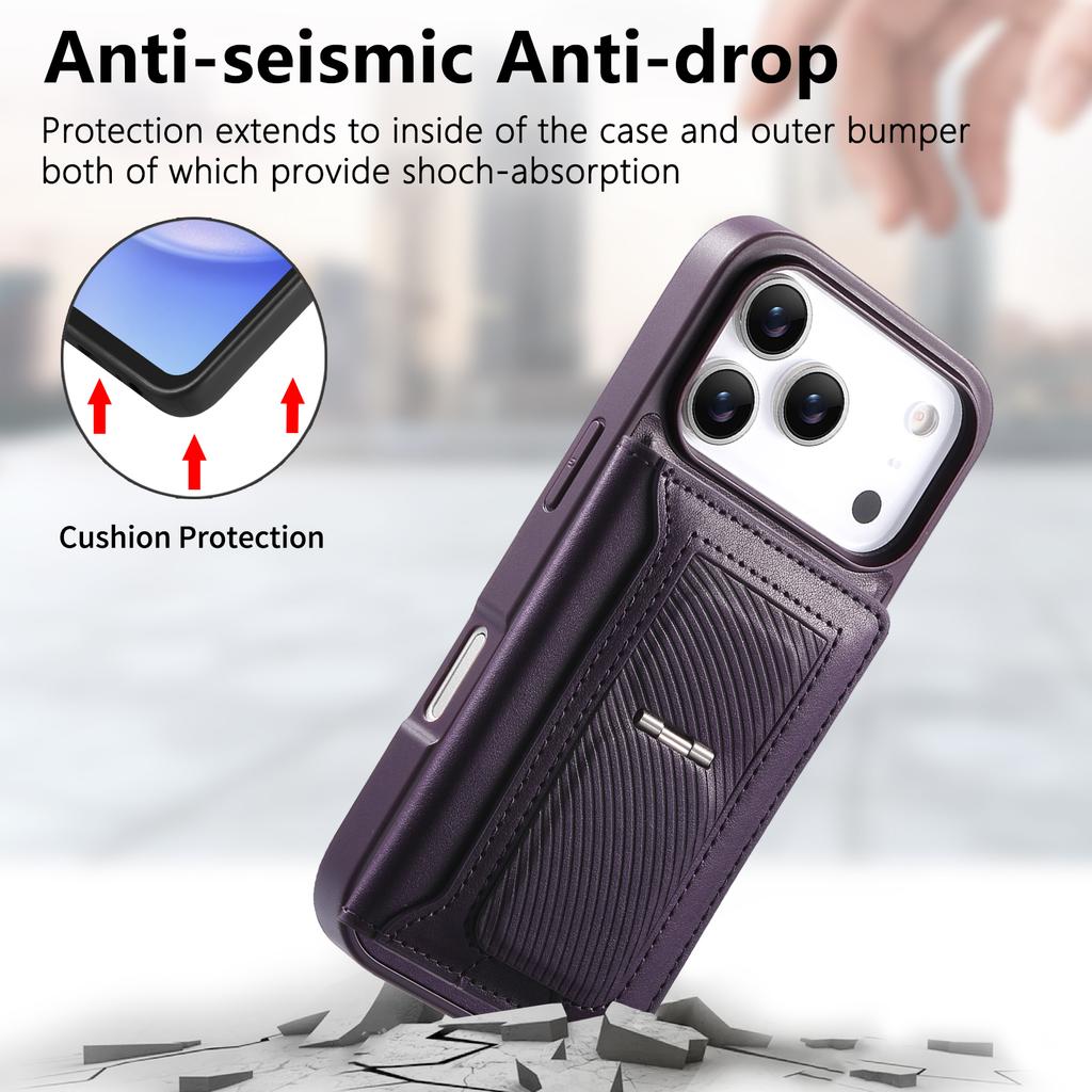 CASENEO Для iPhone 17 Pro Max Съемный Магнитный Чехол для Телефона с Держателем для Карт Подставкой TPU PU Кожа PC Чехол для Телефона Совместимый с MagSafe