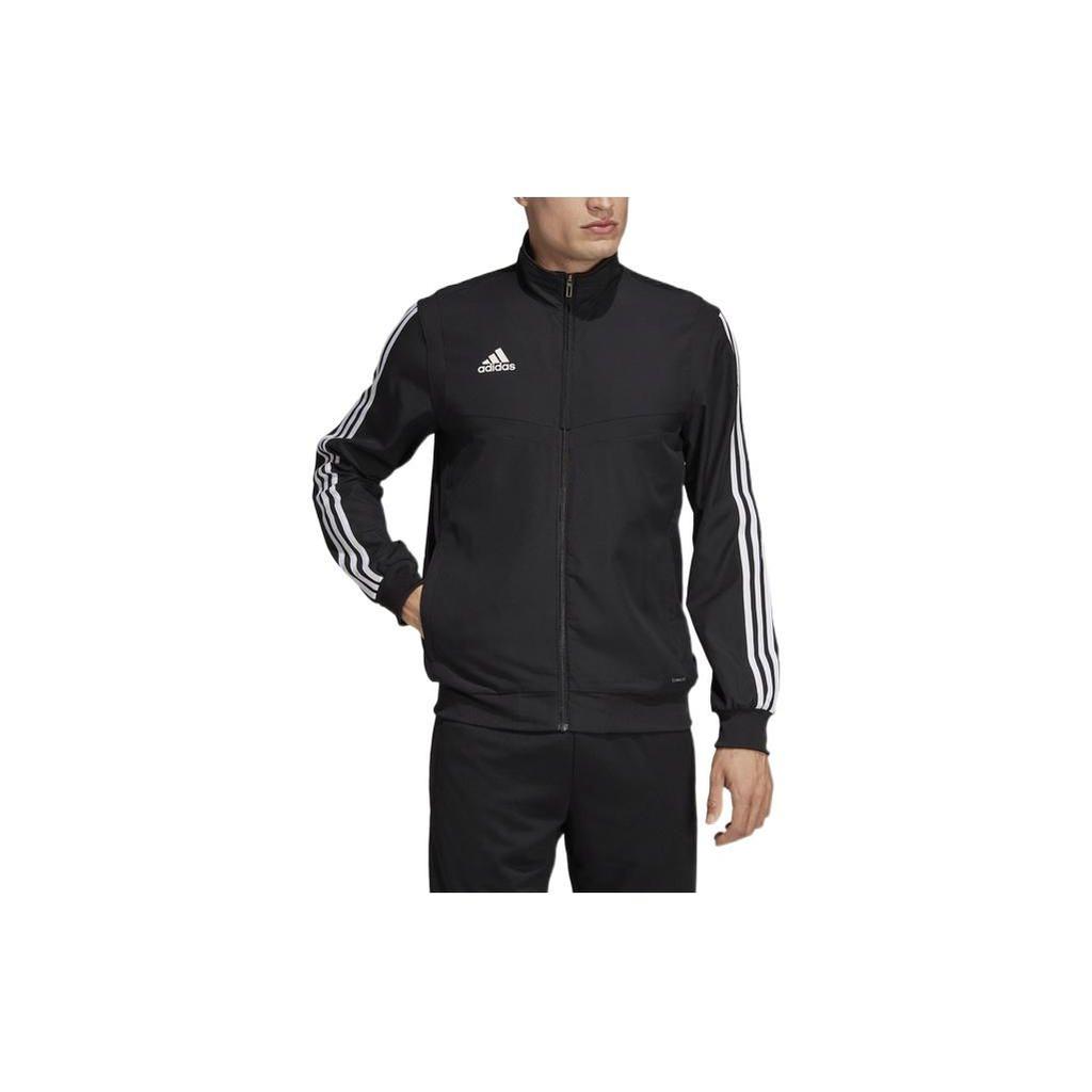 Adidas Solid Color Logo Print Side Stripe Zip Jacket Men Outerwear Black DJ2591