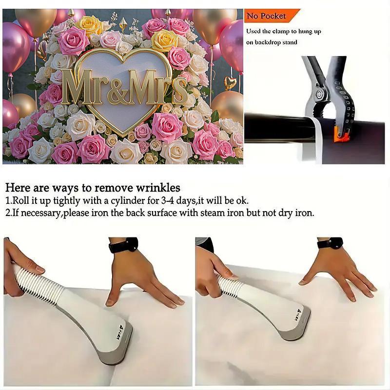 1 шт. Фон с цветочным узором в форме сердца, розовая и золотая тематика, для фотобудок, юбилеев, свадеб и праздничных украшений, в помещении и на открытом воздухе