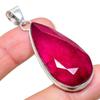 Ruby(Simulated) Gemstone Handmade 925 Sterling Silver Jewelry Pendant 2.17" AH-909
