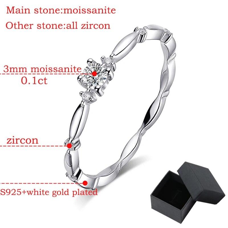 Кольцо с муассанитом 0,1 карата, 3 мм, цвет D, для женщин, штабелируемое лабораторное кольцо с бриллиантами, роскошные ювелирные изделия, оригинальное серебро S925, GRA