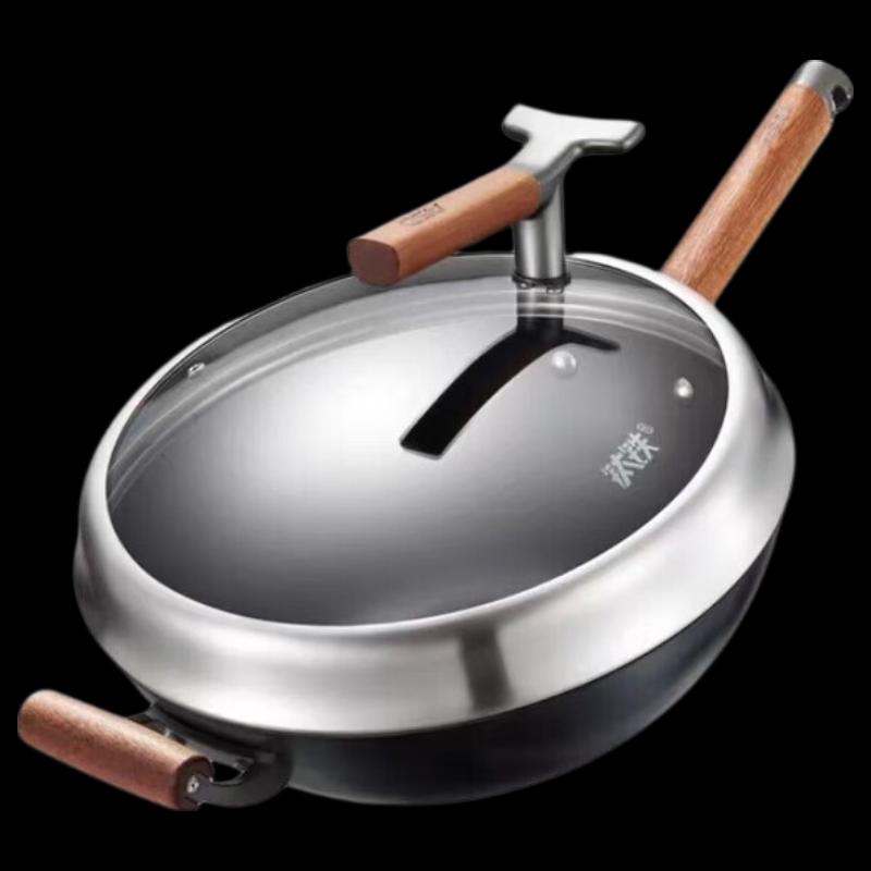 ASD 32cm Titanium-Iron 0-Coating Non-Stick Wok