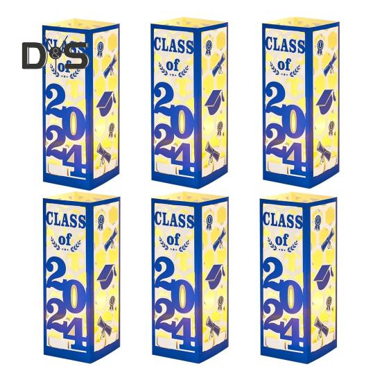 6 шт. освещенных выпускных центральных украшений для выпускного класса 2025 года, фонарики, украшения для выпускного со светодиодной подсветкой для выпускного вечера в колледже и средней школе