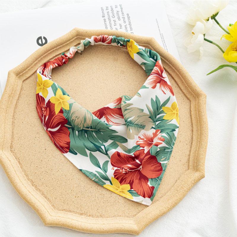 Summer Printting Hair Scarf Scrunchies Vintage Triangle Bandanas Hairband Headband Elastic Hair Bands Headwrap Hair Accessories