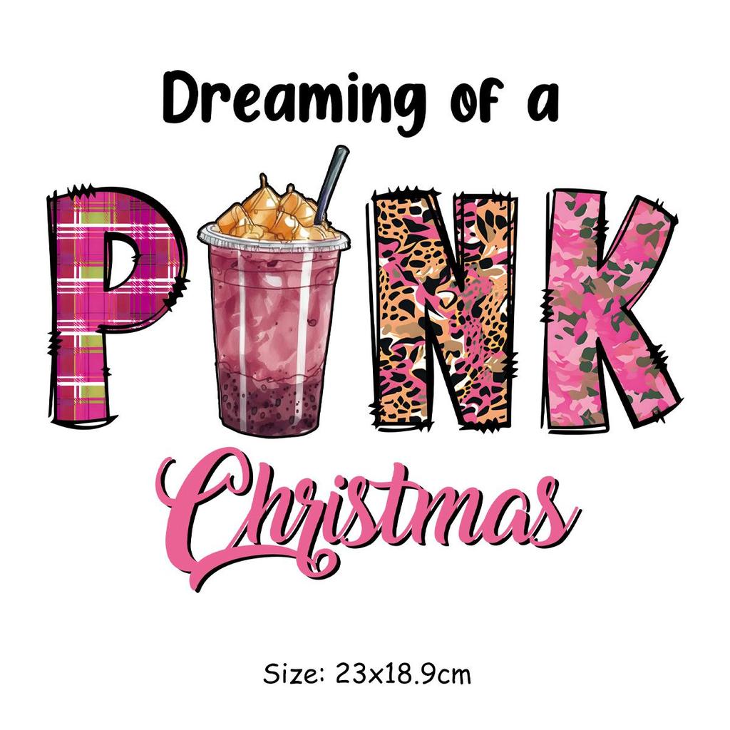 2023 Christmas Patch For Clothes Barbie Pink Clothes Stickers Diy Parches Ropa Heat Press Appliqued Iron On Heat Transfer Thermo