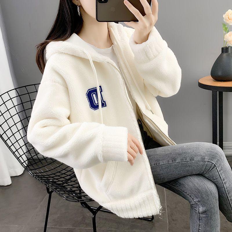 Пальто для женщин Зимняя хлопковая куртка с капюшоном Однотонное Утепленное Меховой бархат Свободное Повседневное Пальто Топ