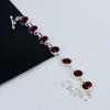 Изящный браслет из серебра 925 пробы с драгоценными камнями из красного граната, браслет из красного граната для жены, браслет унисекс, подарок на день рождения для жены