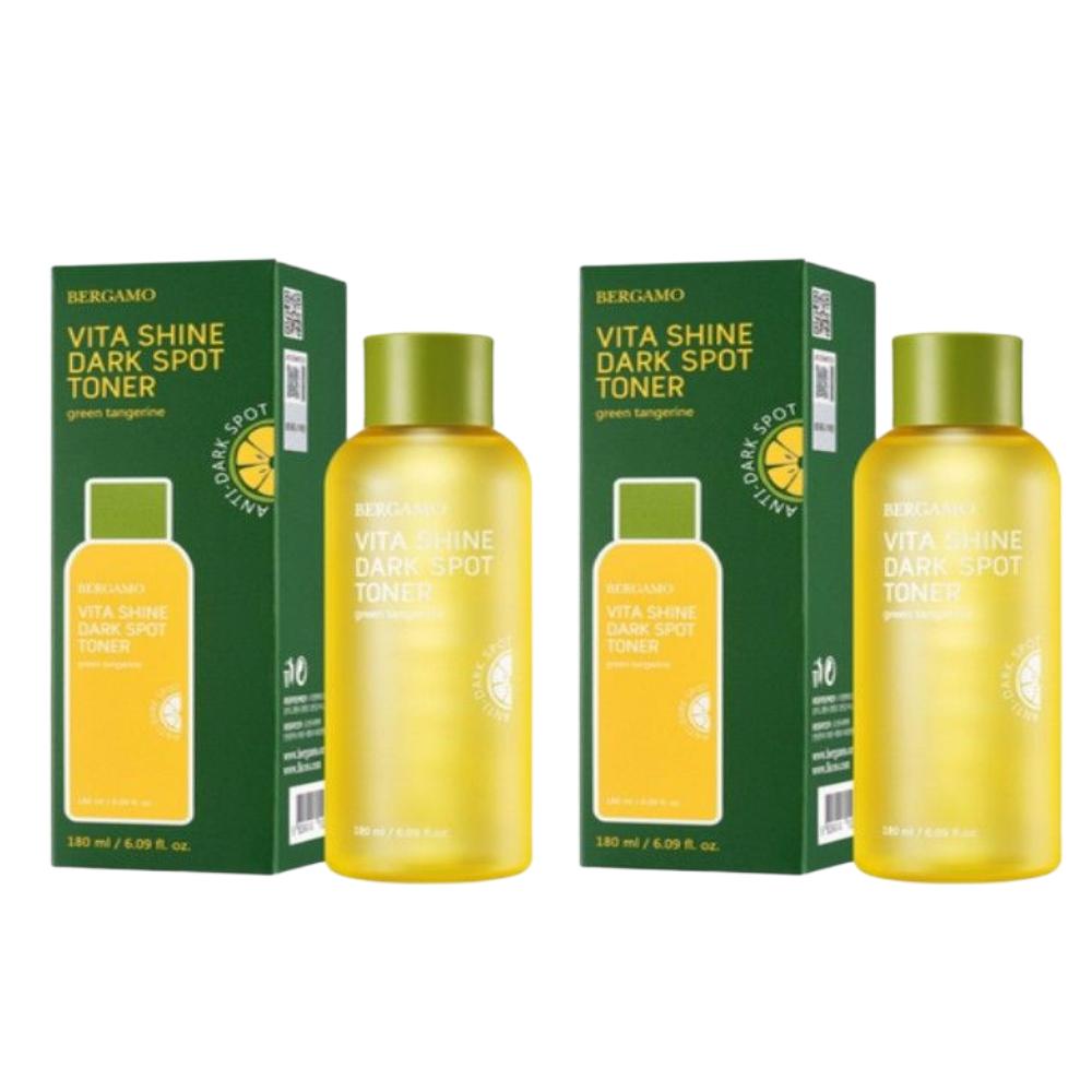 Bergamo Тонизирующий лосьон для осветления темных пятен Green Tangerine Vita Shine, уход за тоном кожи 180 мл (2 шт.)