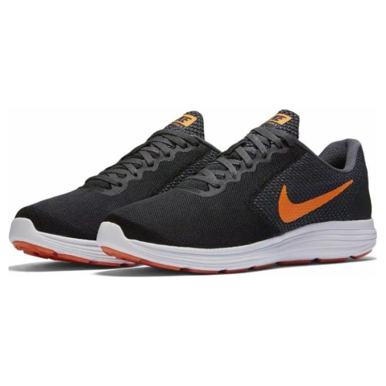 Nike Revolution 3 Удобные Спортивные Сетчатые Дышащие Впитывающие Пот Низкие Кроссовки для Бега Мужские кроссовки Темно-Серые Оранжевые 819300-003