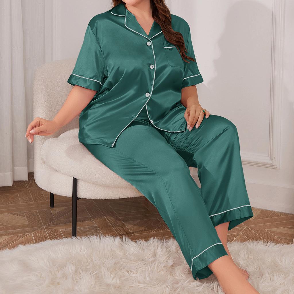 Summer Fashion Leisure Pajamas Two-piece Set Plus Size Loose Trousers Pajamas Thin Section of Homewear