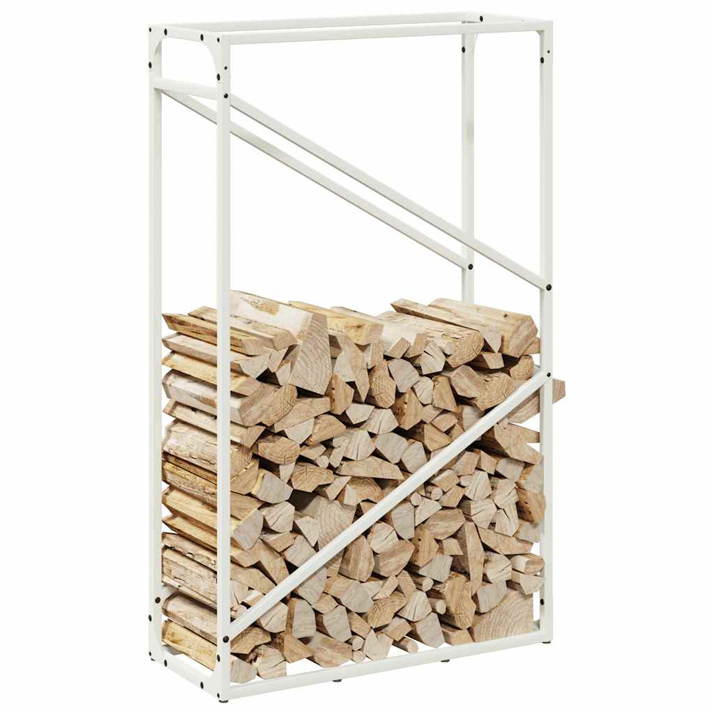 Firewood Rack White 60 x 25 x 100 cm Cold Rolled Steel