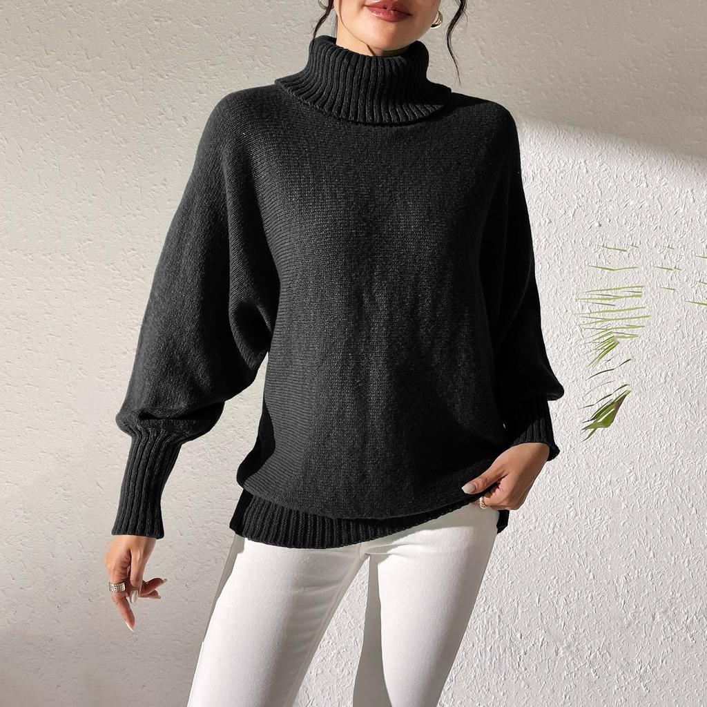 Women's Casual, Fashionable, Comfortable, Solid Color, Minimalist Top, High Collar, Turtleneck Sweatermin