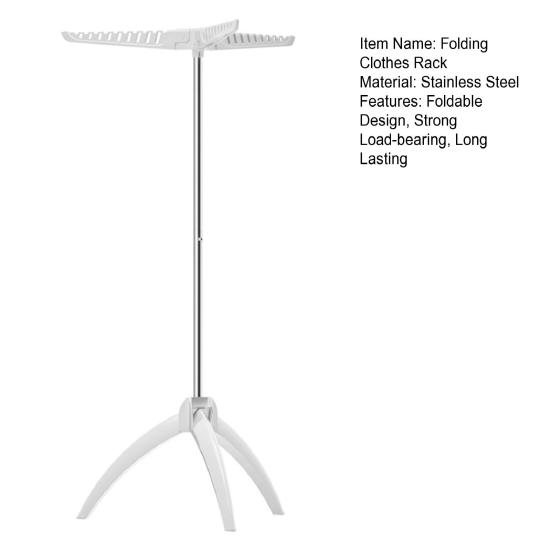 Folding Clothes Rack with 3 Hanging Rods High Stability Strong Load-bearing Simple Installation Collapsible Pants Coats Hanger