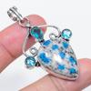 Natural K2 Blue Azurite, Topaz 925 Sterling Silver Jewelry Pendant 2.29" Y9N76