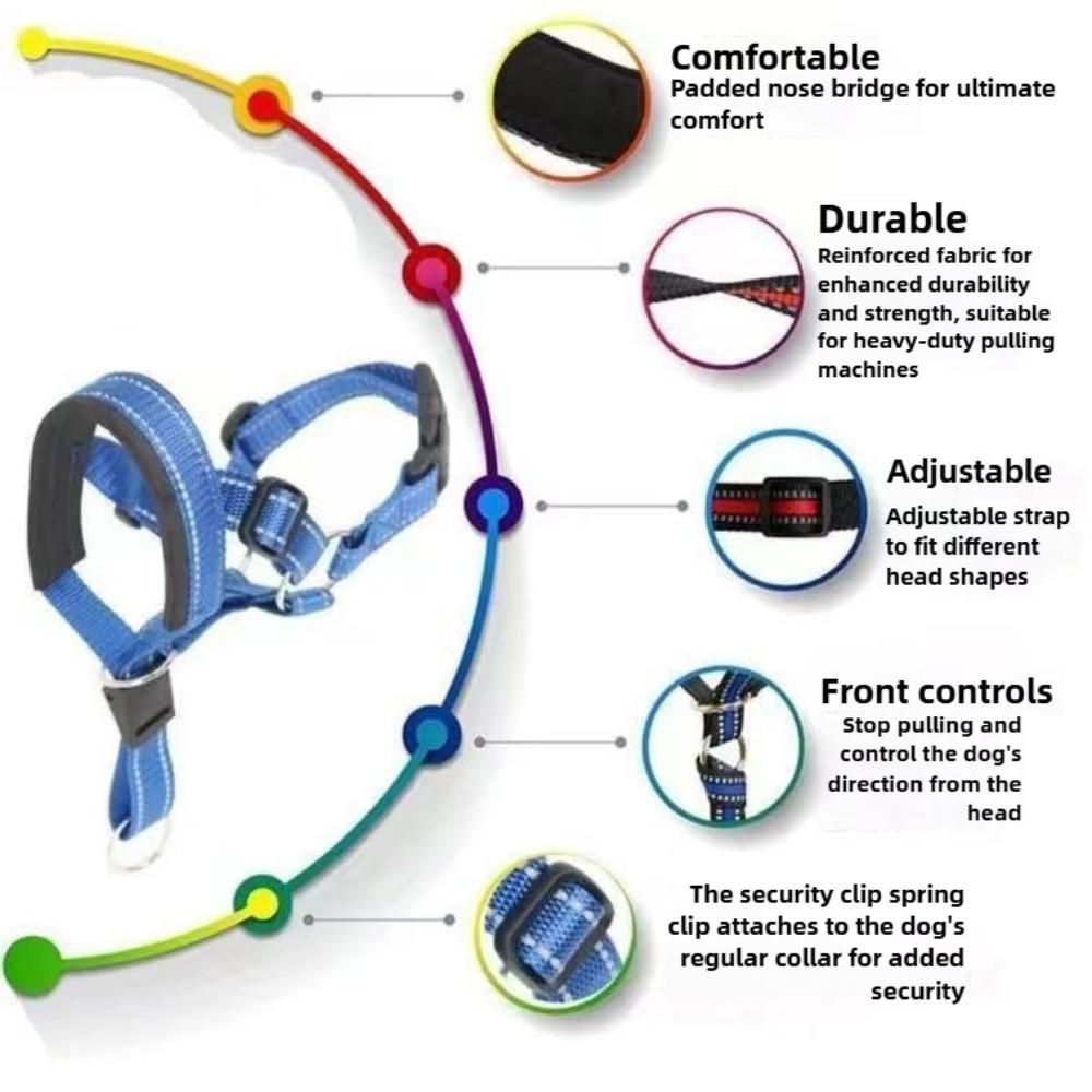 Traction Dog Mouth Cover Training with Nose Ring for Riot Control Adjustable Traction Rope Anti Bite Nose Hair Mask Pet Leash